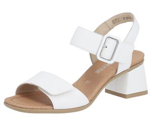 Sandalette REMONTE "ELLE-Collection", Damen, Gr. 37, weiß, Leder, Schuhe Sandalette, Blockabsatz, Sommerschuh, Sandale, Abendschuh mit Klettverschluss (86939417-37) weiß