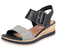 Sandalette REMONTE "ELLE-Collection", Damen, Gr. 42, beige (schwarz, creme), Bast, Leder, Schuhe Sandalette, Sommerschuh, Sandale, Bequemschuh mit Klett unter der Zierschnalle (55853169-42) schwarz, c