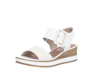 Sandalette REMONTE "ELLE-Collection", Damen, Gr. 42, weiß, goldfarben, Leder, Textil, Flechtoptik, Schuhe Sandalette, Sommerschuh, Sandale, Bequemschuh mit Klett unter der Zierschnalle (82244954-42) w