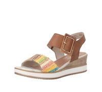 Sandalette REMONTE "ELLE-Collection", Damen, Gr. 43, braun multicolor, Leder, Textil, Flechtoptik, Schuhe Sandalette, Sommerschuh, Sandale, Bequemschuh mit Klett unter der Zierschnalle (16828920-43) b