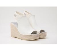 Sandalette REPLAY "Tyne", Damen, Gr. 39, weiß, Lederimitat, unifarben, Schuhe Sandalette, Sommerschuh, Sandale, Keilabsatz, mit Glitzerlogo an der Ferse (58941860-39)