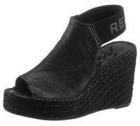 Sandalette REPLAY "Tyne", Damen, Gr. 41, schwarz, Lederimitat, unifarben, Schuhe Sandalette, Sommerschuh, Sandale, Keilabsatz, mit Glitzerlogo an der Ferse (99485832-41)