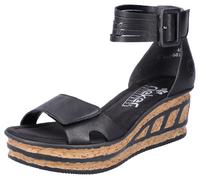 Sandalette RIEKER, Damen, Gr. 36, schwarz, Lederimitat, Schuhe Schaftsandale Sandalette, Sommerschuh, Sandale, Keilabsatz, mit Laufsohle in Kork-Optik (93138117-36) schwarz