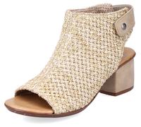 Sandalette RIEKER, Damen, Gr. 37, beige (sand), Textil, Schuhe Schaftsandale Sandalette, Sommerschuh, Sandalette, Blockabsatz, in modischer Flecht-Optik (64227045-37) sand