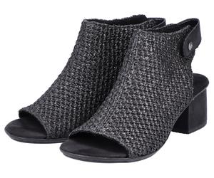 Sandalette RIEKER, Damen, Gr. 37, schwarz (schwarz, schwarz), Textil, Schuhe Schaftsandale Sandalette, Sommerschuh, Sandalette, Blockabsatz, in modischer Flecht-Optik (23994129-37) schwarz, schwarz