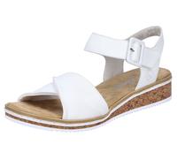 Sandalette RIEKER, Damen, Gr. 38, weiß, Lederimitat, unifarben, Schuhe Sandalette, Keilsandale, Sommerschuh, Urlaubsschuh mit Klettriemchen, Topseller (88812140-38)