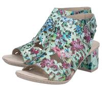 Sandalette RIEKER, Damen, Gr. 39, mint multicolor, Lederimitat, Reptilienprägung, geblümt, Schuhe Sandalette, Sommerschuh, Sandale, Blockabsatz, mit modischer Schaftgestaltung (60326622-39) mint multi