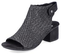 Sandalette RIEKER, Damen, Gr. 39, schwarz (schwarz, schwarz), Textil, Schuhe Schaftsandale Sandalette, Sommerschuh, Sandalette, Blockabsatz, in modischer Flecht-Optik (23994129-39) schwarz, schwarz