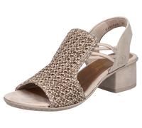 Sandalette RIEKER, Damen, Gr. 41, beige (hellbeige), Lederimitat, Textil, Flechtoptik, Schuhe Sandalette, Sommerschuh, Schaftsandale mit seitlichen Gummizügen für guten Sitz (77892805-41) hellbeige