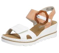Sandalette RIEKER, Damen, Gr. 41, orange (aprikot, weiß), Lederimitat, Schuhe Sandalette, Sommerschuh, Sandale, Keilabsatz, mit auffälliger Schmuckspange (33253138-41)