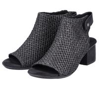Sandalette RIEKER, Damen, Gr. 41, schwarz (schwarz, schwarz), Textil, Schuhe Schaftsandale Sandalette, Sommerschuh, Sandalette, Blockabsatz, in modischer Flecht-Optik (23994129-41) schwarz, schwarz