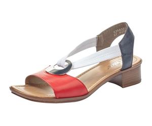 Sandalette RIEKER, Damen, Gr. 42, rot (rot, kombiniert), Lederimitat, Schuhe Sandalette, Sommerschuh, Sandale, Blockabsatz, mit Stretchband (32475900-42) rot, kombiniert