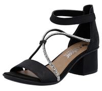 Sandalette RIEKER, Gr. 38, schwarz, Lederimitat, unifarben, Schuhe Sandalette, Sommerschuh, Sandale, Blockabsatz, mit praktischem Klettverschluss (16291004-38)