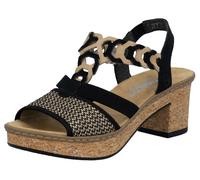Sandalette RIEKER, Gr. 39, schwarz (schwarz, beige), Nubuklederimitat, Schuhe Sandalette, Sommerschuh, Sandale, Plateauabsatz, in elegantem Look, Topseller (95136227-39)