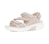Sandalette ROLLINGSOFT, Damen, Gr. 37, beige, Textil, Veloursleder, Schuhe Sandalette, Keilabsatz, Riemchensandale mit Lochmuster und Ziernähten, G-Weite (40767206-37) beige