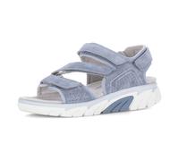Sandalette ROLLINGSOFT, Damen, Gr. 39, blau, Textil, Veloursleder, Schuhe Sandalette, Keilabsatz, Riemchensandale mit Lochmuster und Ziernähten, G-Weite (89319520-39) blau