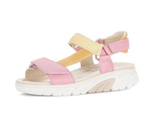 Sandalette ROLLINGSOFT, Damen, Gr. 39, rosa (pink, apricot, gelb), Nappaleder, Schuhe Sandalette, Keilabsatz, Riemchensandale im Trekking-Look, G-Weite (=weit) (16187418-39) pink, apricot, gelb