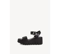 Tamaris Damen Sandalette 1-28712-42 003 Plateau Leder Keilabsatz Schwarz Gr. 36