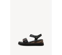 Keilsandalette TAMARIS "Tamaris Sandalen Leder", Damen, Gr. 37, schwarz, Leder, Schuhe (70858948-37) schwarz