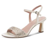 Tamaris Sandalette PEARL GLAM Damen Stiletto Textil leicht glänzend Strassbesatz Gr. 37 champagner