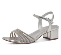 Sandalette TAMARIS, Damen, Gr. 37, grau (metallicgrau), Lederimitat, Textil, festlich, Schuhe Sandalette, Blockabsatz, Festtagsschuh, Abendschuh mit funkelnden Schmucksteinen (23015825-37) metallicgra