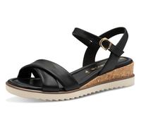 Sandalette TAMARIS, Damen, Gr. 37, schwarz, Lederimitat, Schuhe Sandalette, Keilabsatz, Sommerschuh, Riemchensandale mit Schnallenverschluss (20036533-37)