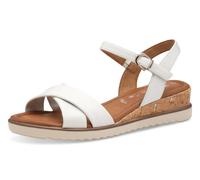 Sandalette TAMARIS, Damen, Gr. 38, weiß, Lederimitat, Schuhe Sandalette, Keilabsatz, Sommerschuh, Riemchensandale mit Schnallenverschluss (88173338-38) weiß