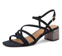 Sandalette TAMARIS, Damen, Gr. 39, blau (navy), Ziegenveloursleder, Schuhe Sandalette, Blockabsatz, Abendschuh, Sommerschuh mit verstellbarer Schnalle (81104019-39)
