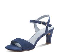 Sandalette TAMARIS, Damen, Gr. 39, blau, Textil, Veloursleder, unifarben, Schuhe Sandalette, Trichterabsatz, Abendschuh mit verstellbarem Fesselriemchen (71402247-39)