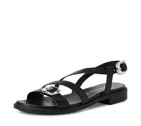 Sandalette TAMARIS, Damen, Gr. 39, schwarz, Leder, unifarben, Schuhe Sandalette, Blockabsatz, Riemchensandale mit Rahmennaht (73537557-39) schwarz
