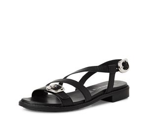 Sandalette TAMARIS, Damen, Gr. 39, schwarz, Leder, unifarben, Schuhe Sandalette, Blockabsatz, Riemchensandale mit Rahmennaht (73537557-39) schwarz