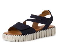 Sandalette TAMARIS, Damen, Gr. 40, blau (navy), Nubukleder, Schuhe Sandalette, Riemchensandale, Sommerschuh mit geriffelter Plateausohle (38861414-40)