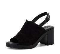 Sandalette TAMARIS, Damen, Gr. 40, schwarz, Veloursleder, unifarben, Schuhe Sandalette, Blockabsatz, Sommmerschuh mit verstellbarer Schnalle (81104811-40) schwarz
