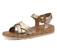 Sandalette TAMARIS, Damen, Gr. 41, braun (bronzefarben), Leder, glänzend, unifarben, Schuhe Sandalette, Plateau, Sommerschuh, Riemchensandale mit hübscher Zierschnalle (69694068-41) bronzefarben