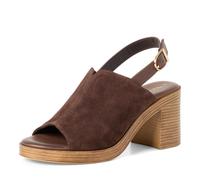 Sandalette TAMARIS, Damen, Gr. 41, mokka, Veloursleder, unifarben, Schuhe Sandalette, Blockabsatz, Sommmerschuh mit verstellbarer Schnalle (90939768-41) mokka