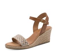 Sandalette TAMARIS, Damen, Gr. 41, cognac, kombi, Lederimitat, Textil, Schuhe Sandalette, Sommerschuh, Riemchensandale in veganer Verarbeitung (42724311-41) cognac, kombi