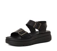Sandalette TAMARIS, Damen, Gr. 41, schwarz, Glattleder, unifarben, Schuhe Sandalette, Plateau, Riemchensandale, Sommerschuh mit Logoschriftzug (99081232-41) schwarz