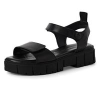Sandalette TAMARIS, Damen, Gr. 41, schwarz, Leder, Schuhe Sandalette, Plateau, Riemchensandale, Sommerschuh mit Klettverschlüssen (70500743-41) schwarz
