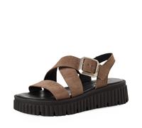 Sandalette TAMARIS, Damen, Gr. 41, taupe, Veloursleder, aufgeraut, unifarben, Schuhe Sandalette, Plateau, Riemchensandale, Sommerschuh mit Touch It-Ausstattung (71337651-41)