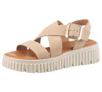 Tamaris Damen Sandalette mit Keilabsatz, beige, 42 EU