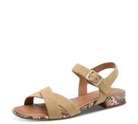 Sandalette TAMARIS, Damen, Gr. 42, hellbraun, Leder, unifarben, Schuhe Sandalette, Blockabsatz, Sommerschuh, Riemchensandale mit Kreuzbandage (98899015-42) hellbraun