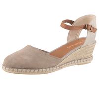 Sandalette VERBENAS "MALENA SERRAJE", Damen, Gr. 42, grau (taupe), Textil, Veloursleder, Schuhe Sandalette, Sommerschuh, Riemchensandale, Urlaubschuh mit Keilabsatz (82077906-42) taupe