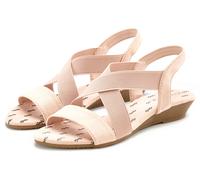 Sandalette VIVANCE "Sommerschuh, Sandale" Gr. 39, rosa (rosé) Damen Schuhe Strandschuhe Sandale, Sommerschuh mit elastischen Riemchen und Keilabsatz VEGAN (29964321-39)