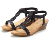Sandalette VIVANCE "Sommerschuh, offener Schuh, Sandale, Keilsandalette", Damen, Gr. 38, schwarz, Obermaterial: 100% Textilmaterial. Decksohle: 100% Textilmaterial. Futter: 100% Lederimitat. Laufsohle