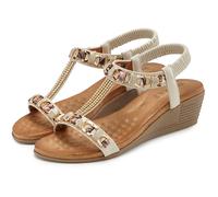 Sandalette VIVANCE "Sommerschuh, offener Schuh, Sandale, Keilsandalette", Damen, Gr. 40, beige, Obermaterial: 100% Lederimitat. Decksohle: 100% Textilmaterial. Futter: 100% Lederimitat. Laufsohle: 100