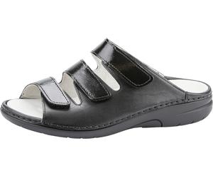 Sandalette WALDLÄUFER "Gunna", Damen, Gr. 8,5 (42,5), schwarz, Lackleder, Nappaleder, glänzend, unifarben, Schuhe Sandalette, Komfortschuh, Klettschuh, Hausschuh in Bequemweite G (= weit) (45551265-8,
