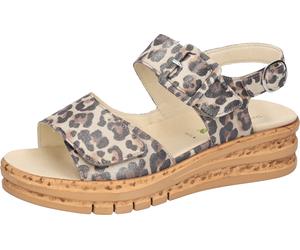 Sandalette WALDLÄUFER "K-Arlene", Damen, Gr. 4,5 (37,5), bunt (leo), Nubukleder, Schuhe Sandalette, Sommerschuh, Klettsandale in Extraweite K für den kräftigen Fuß (61356815-4,5) leo