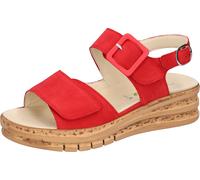 Sandalette WALDLÄUFER "K-Arlene", Damen, Gr. 5 (38), Leder, rot, Nubukleder, unifarben, Schuhe Sandalette, Sommerschuh, Klettsandale in Extraweite K für den kräftigen Fuß (30770631-5) rot