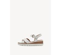 Tamaris Damen-Sandalette Weißes Leder mit Keilabsatz Größe 39