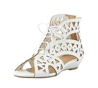Sandaletten Damen Mit Absatz Bohemian Sommer Sandalen Hohl Riemchensandalen Elegante Strand Schuhe Pumps Kleid Schuhe Abendschuhe Keilabsatz Schuhe Plateau Römersandalen Atmungsaktiv Mesh Sandal